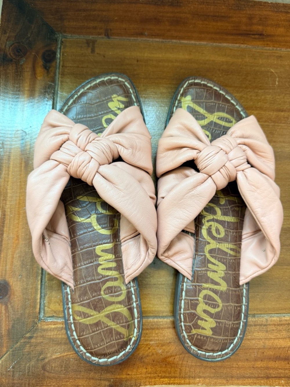 Sam Edelman Blush Pink Knotted Leather Slide Sandals